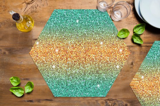 Napperons de table hexagon - Sets de table sets de table - Set de table hexagone - Scorpion - Ombre - Pierres précieuses - Motifs - 6 pièces