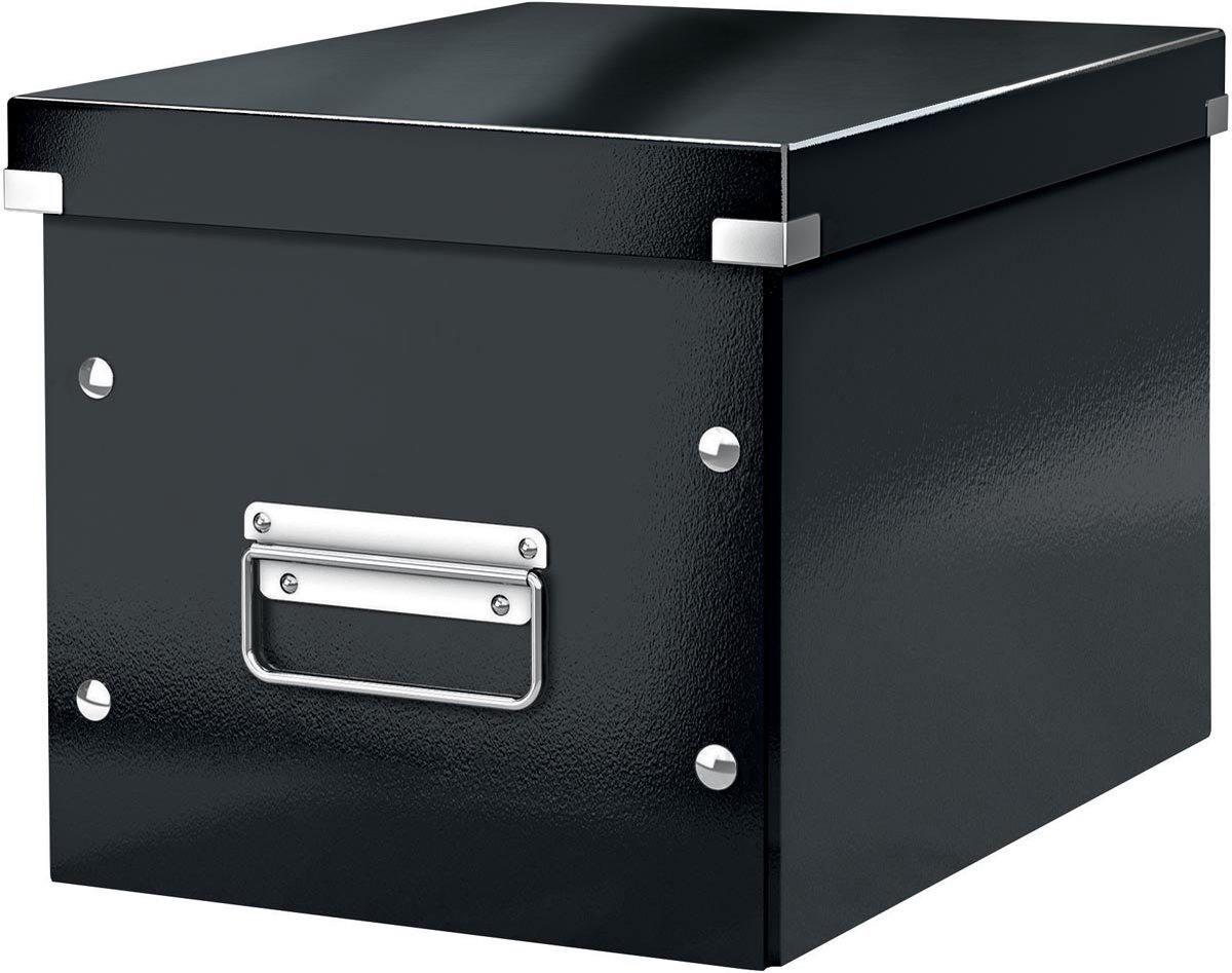 Leitz Wow Click & Store Kubus Middelgrote Opbergdoos - 80% Gerecycled Karton - 26 x 24 x 26 Cm (BxHxD) - Zwart