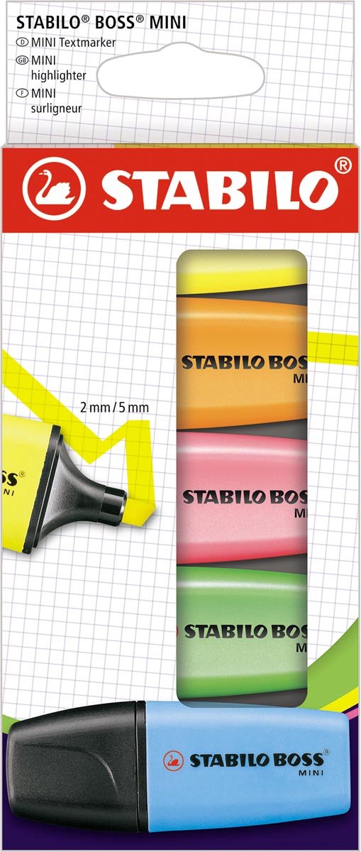 Markeerstift STABILO Boss mini Pop blister à 5 kleuren