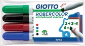 Giotto Robercolor whiteboardmarker maxi, schuine punt, etui met 4 stuks in geassorteerde kleuren 20 stuks