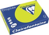 Clairefontaine Trophée Intense, papier couleur, A4, 80 g, 500 feuilles, vert fluo 5 pièces