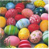 40x serviettes à thème oeufs de Pâques colorés 33 x 33 cm - Serviettes en papier jetables - Décorations / décorations oeufs de Pâques