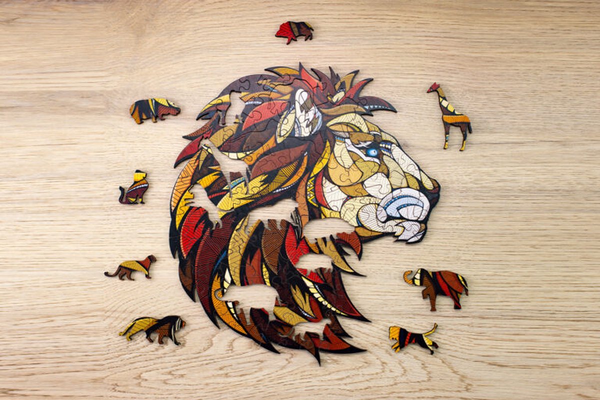 Eco Wood Art Houten Legpuzzel Leeuw - Puzzel Volwassenen - Dierenpuzzel - Hout