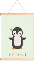 Happy Walls - Babykamer Poster Canvas - Cute Pinguin - A3