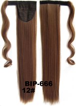 Wrap Around paardenstaart, ponytail hairextensions straight bruin - 12#
