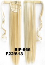 Wrap Around paardenstaart, ponytail hairextensions straight blond - F22/613
