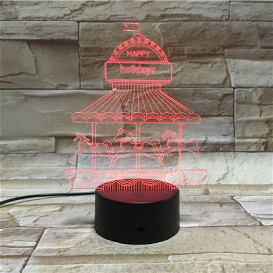3D Led Lamp Met Gravering - RGB 7 Kleuren - Draaimolen