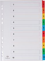 Pergamy tabbladen met indexblad, ft A4, 11-gaatsperforatie, geassorteerde kleuren, set 1-10 25 stuks