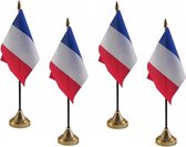 4x drapeaux de table pièces de France 10 x 15 cm avec support - Cadeaux/décorations françaises