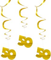 Folat Rotorspiralen - 3x - goud - 50 jaar - hangdecoraties - 50e jubileum - verjaardagsversiering