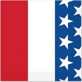 16x Serviettes à thème drapeau des pays d'Amérique / États-Unis 25 x 25 cm - Serviettes en papier jetables - Articles de fête drapeau américain / USA - Décoration champêtre