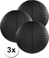 3x zwarte lampionnen 35 cm