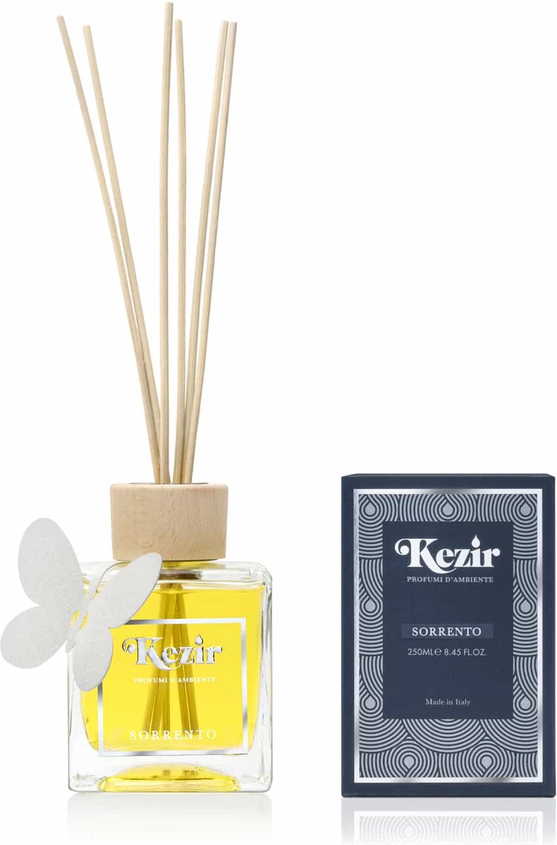 Kezir - Sorrento - Vlinder Decoratie - Italiaanse - natuurlijke parfum voor in huis - diffuser - 200 ml