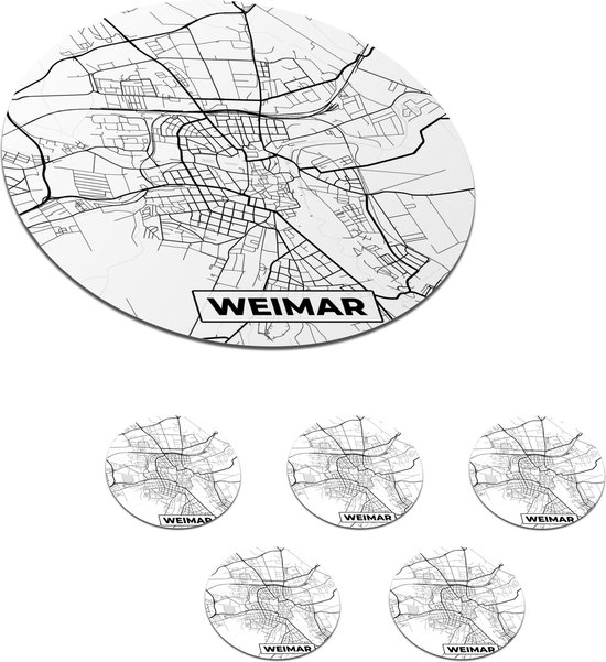 Onderzetters Voor Glazen Rond Plattegrond Weimar Kaart 