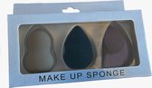 Set Blender spons voor make-up 3 in 1 - Druppelvorm - Applicator Make-up - Drie kleuren
