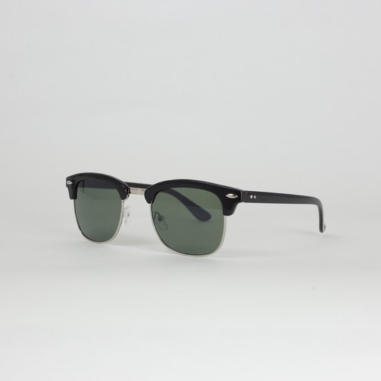 Zwarte clubmaster  zonnebril | Dames/unisex | groene lens