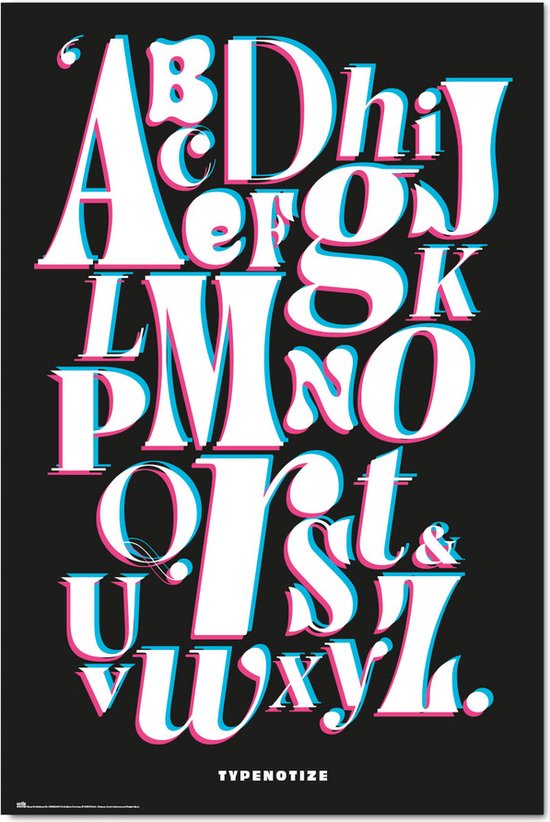 Alfabet poster - typografie - letters - A - B - Z-  61 x 91.5 cm