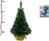 Groene kunst kerstboom 90 cm inclusief gekleurde kerstverlichting