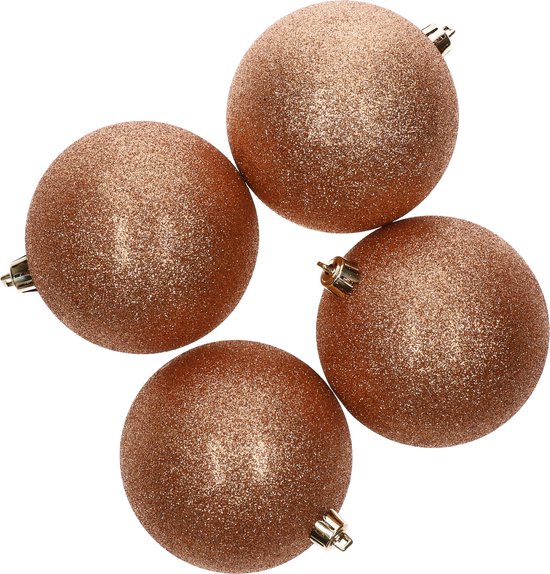 Set de Décorations de Noël mix mat/brillant/pailleté mix Boules de Noël en cuivre 6 - 8 - 10 cm paquet - 62x pièces