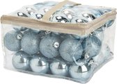 Cosy & Trendy Kerstballen - 48 ST - ijsblauw - in opbergtas - kunststof - 6 cm