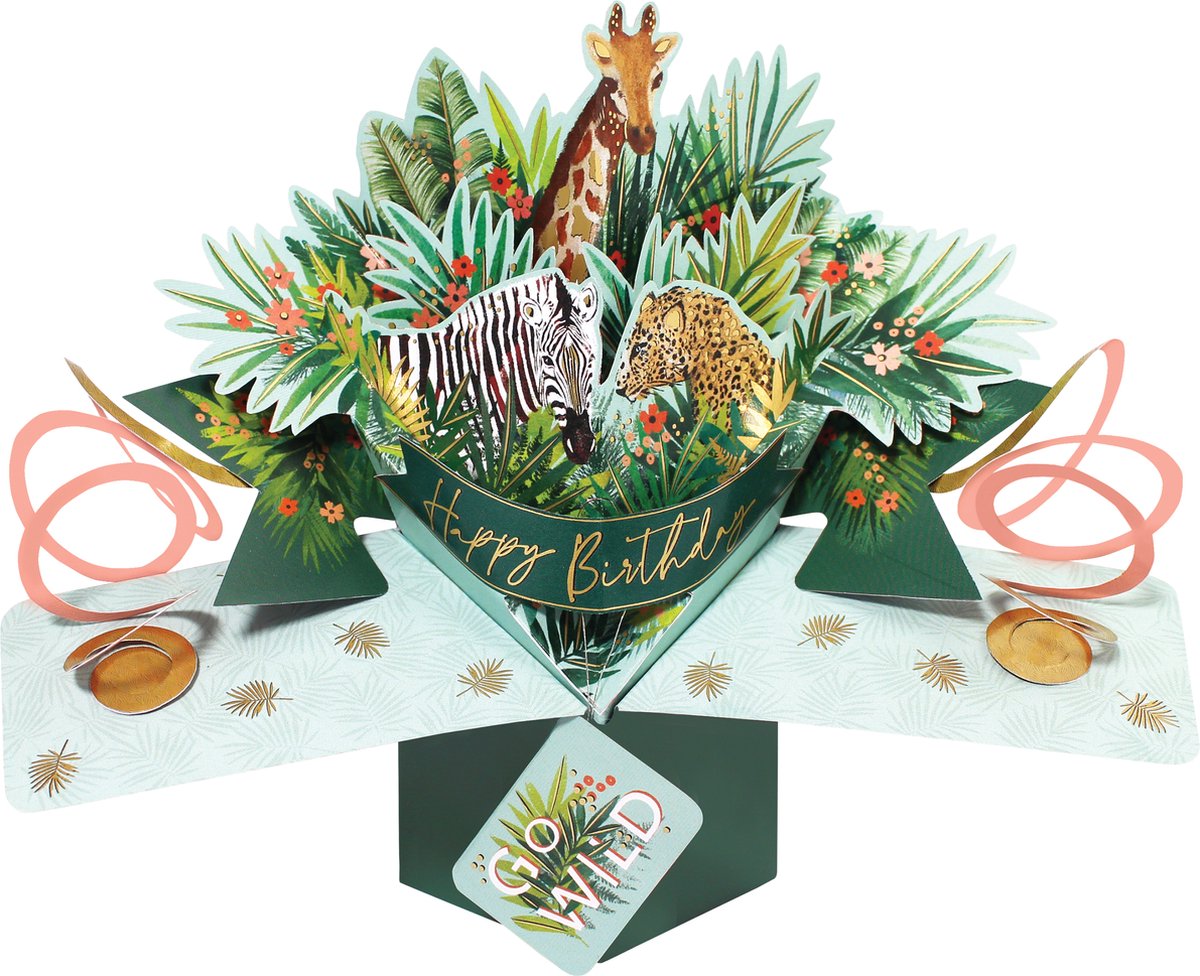 3D Pop-up wenskaart met envelop – Happy Birthday Go Wild