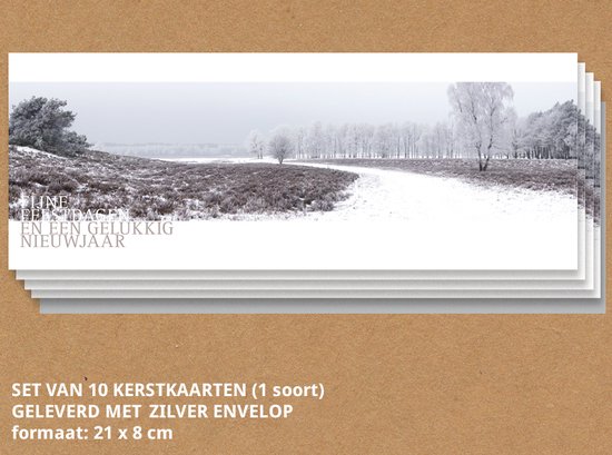 Foto: Luxe kerstkaarten sneeuwlandschap heide 10 stuks