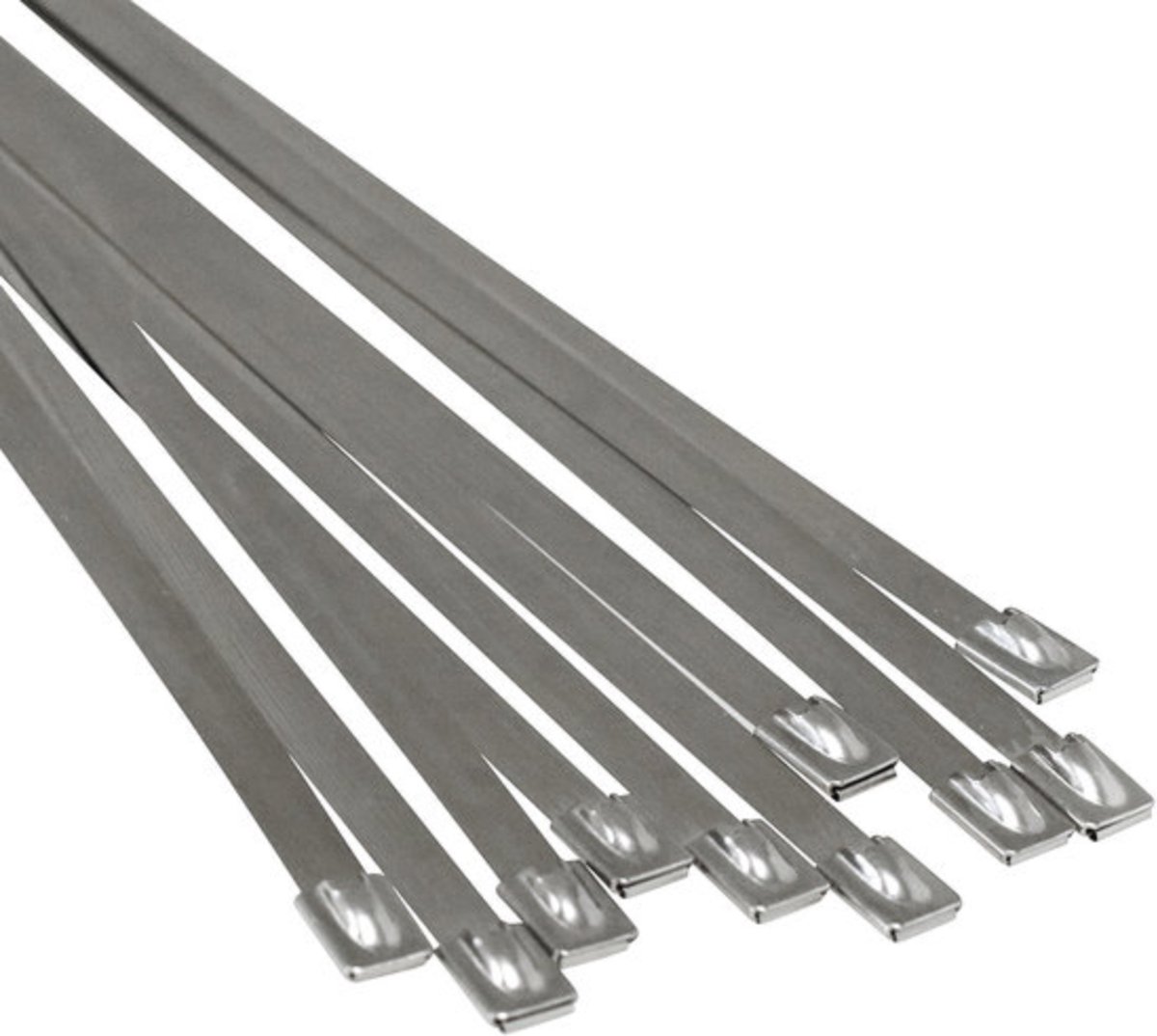 Tie wraps - RVS - 12 stuks - Lengte: 300 mm - Breedte: 4.6 mm - Roestvrij staal - Tie wrap - Kabelbinder - Tie-wrap