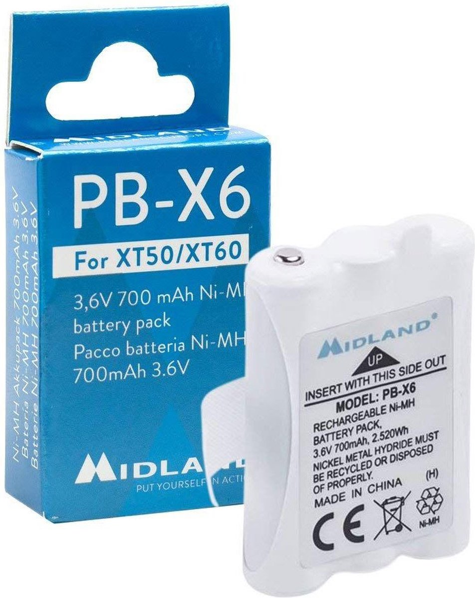 PBX6 Battery pack - voor Midland XT50/XT60 - Ni-MH 700 mAh 3.6V