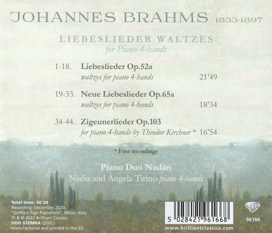 Brahms: Liebeslieder Waltzes for Piano 4-hands