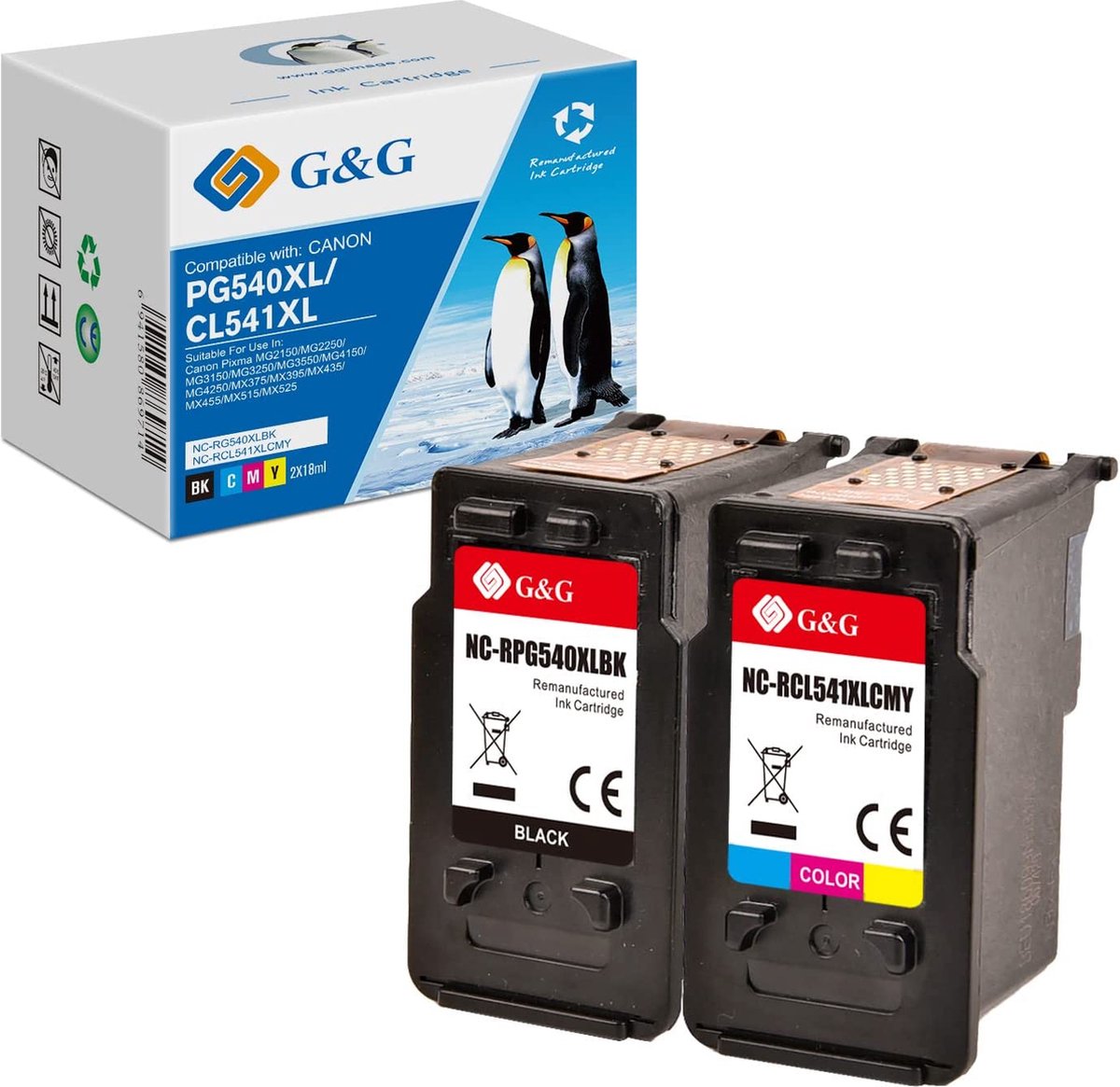 Canon PG-540L CL-541XL zwart / meer kleuren / Wit value pack Canon PG-540L CL-541XL zwart / meer kleuren / Wit value pack