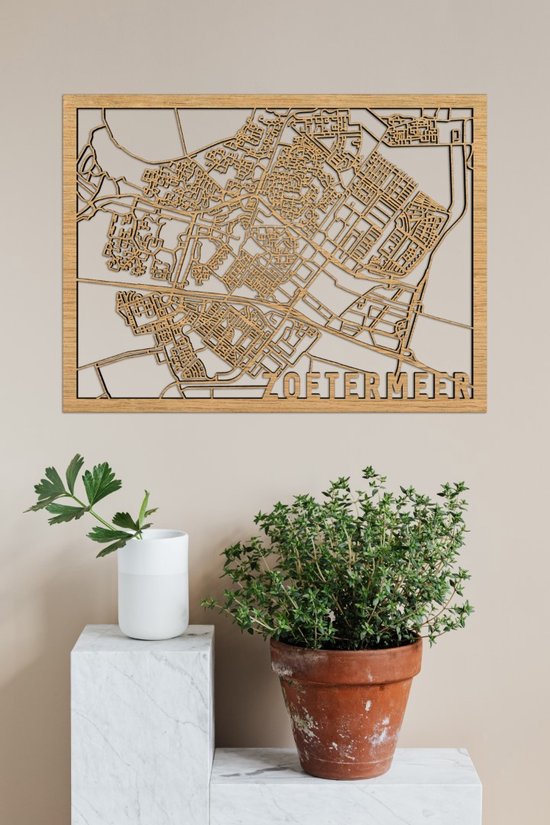 Houten Stadskaart Zoetermeer Eikenhout 50x70cm Wanddecoratie Voor Aan De Muur City Shapes