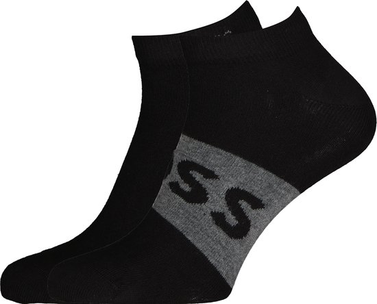 BOSS enkelsokken (2-pack) - heren sneaker sokken katoen - zwart - Maat:
