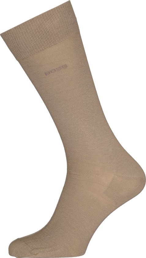 BOSS Cotton Uni (pack de 2) - chaussettes pour hommes en coton - beige - Taille: 39-42