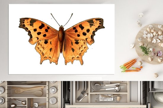 KitchenYeah® Inductie beschermer 78x52 cm - Aurelia - Vlinder - Oranje. - Kookplaataccessoires - Afdekplaat voor kookplaat - Inductiebeschermer - Inductiemat - Inductieplaat mat