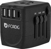 ForDig Universele Wereldstekker met 3 Fast Charge USB en 1 USB-C Poort - Reisstekker Geschikt voor 150+ Landen
