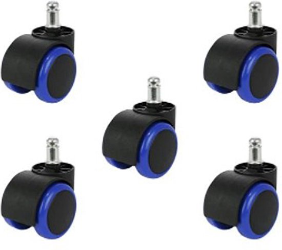 Bureaustoel wieltjes 2 inch – Robuuste en stille vervangingswieltjes met soepele rollers voor tapijt en hardhouten vloeren, universele maat 10x22 mm, set van 5 Bureaustoel wieltjes 2 inch – Robuuste en stille vervangingswieltjes met soepele rollers voor tapijt en hardhouten vloeren, universele maat 10x22 mm, set van 5