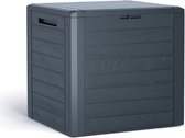 Bol.com Prosperplast - Woodebox Tuinbox Kussenbox Afsluitbaar Kunststof 140 Liter Antraciet aanbieding