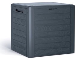 Prosperplast - Woodebox Tuinbox Kussenbox Afsluitbaar Kunststof 140 Liter Antraciet