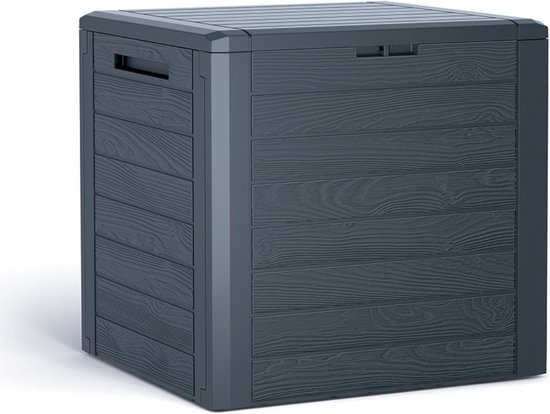 Prosperplast - Woodebox Tuinbox Kussenbox Afsluitbaar Kunststof 140 Liter Antraciet