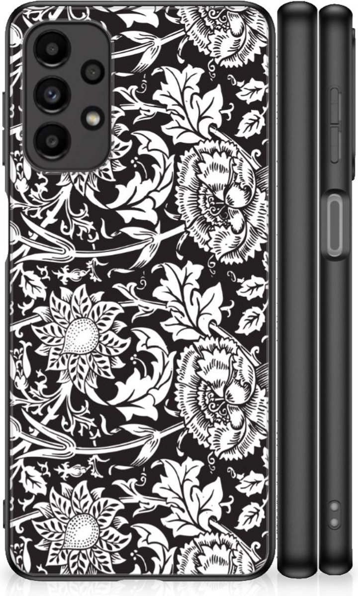 Samsung Galaxy A13 4G Bloemen Hoesje Black Flowers