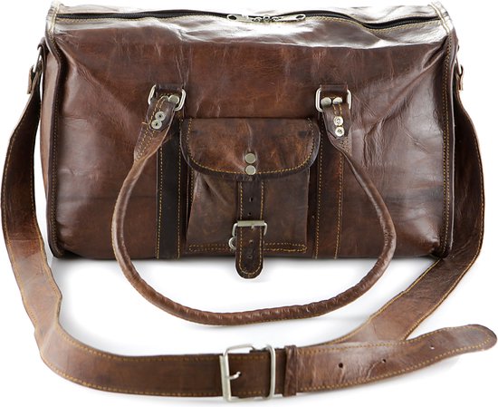 Shopper bag - Weekendtas 50 x 24 x 24 cm  - Echte Leder - Bruin Leder – Reistas – Sporttas