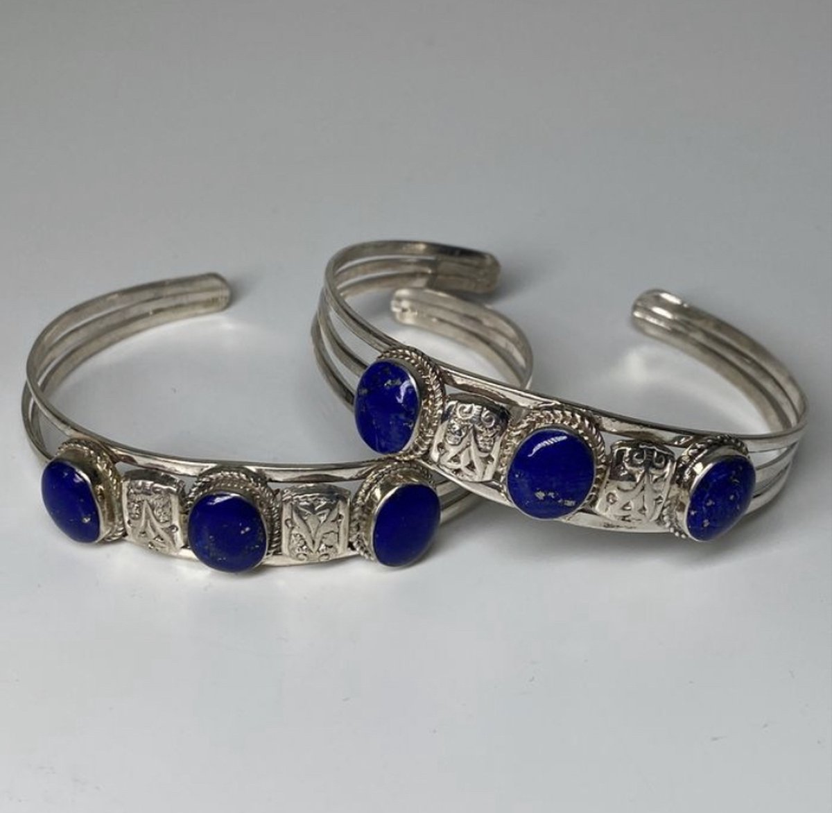 Lapis Lazuli Armband - 925 Zilveren Lapis Lazuli Edelsteen Ring - Vintage Ring