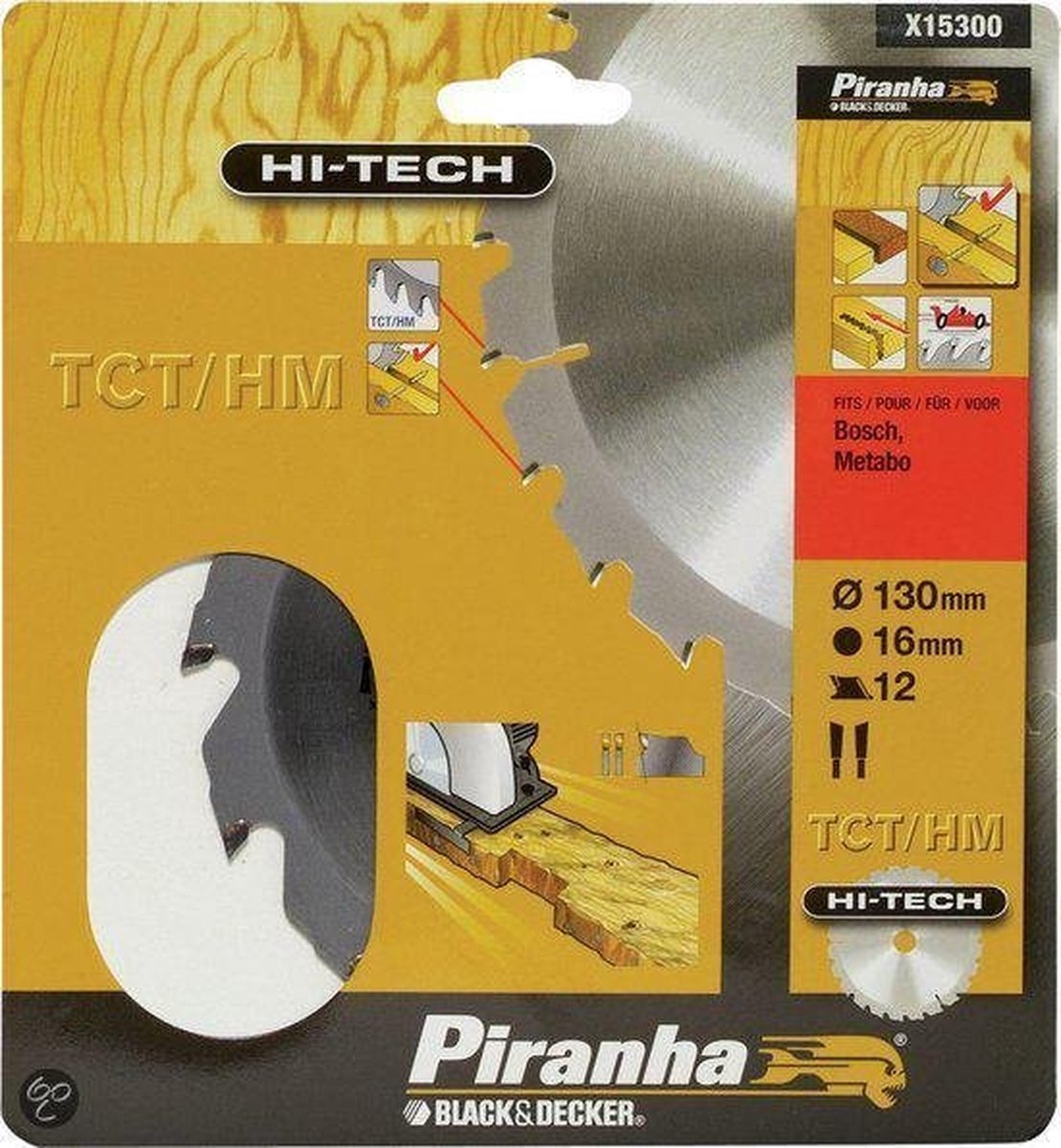 Piranha Cirkelzaagblad TCT/HM, 130x16mm 12 tanden X15300