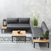 Zenio Ecotech loungeset - 3-delig - Zwart - Grijs stof - voor 4 personnen