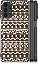 Telefoon Hoesje Geschikt voor Samsung Galaxy A13 4G Leuk TPU Backcase met Zwarte rand Aztec Brown