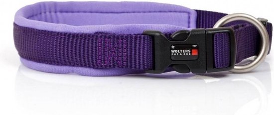 WOLTERS Cat&Dog Professional Comfort Halsband / Hondenhalsband - Nylon - Neopreen binnenzijde - Brombeer / Lavendel - Breedte 35 mm - Nekomtrek 55 - 60 cm - GELIEVE ALVORENS BESTELLEN OPMETEN