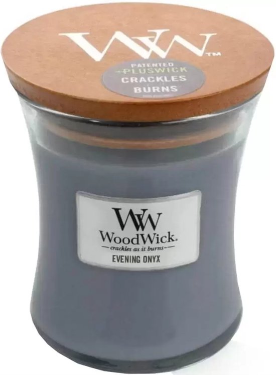 WoodWick Geurkaars Medium Evening Onyx - 11 cm / ø 10 cm