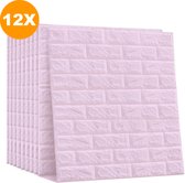 Happyment® 3D Sticky Tiles rose clair - 12 Pièces - Stickers Stickers muraux - Sticker carrelage - Panneaux muraux - Papier peint autocollant - Salon & Salle de bain