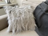 2-Set Faux Fur Pillow Covers ASTRADAVI - Pluche Sierkussenhoes - 43x43 cm - Lichtgrijs