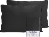 Komfortec Set van 2 Premium Jersey Kussenslopen 40x60 cm - Superzachte Kussenhoes – 100% Katoen – 150 g/m² - Zwart